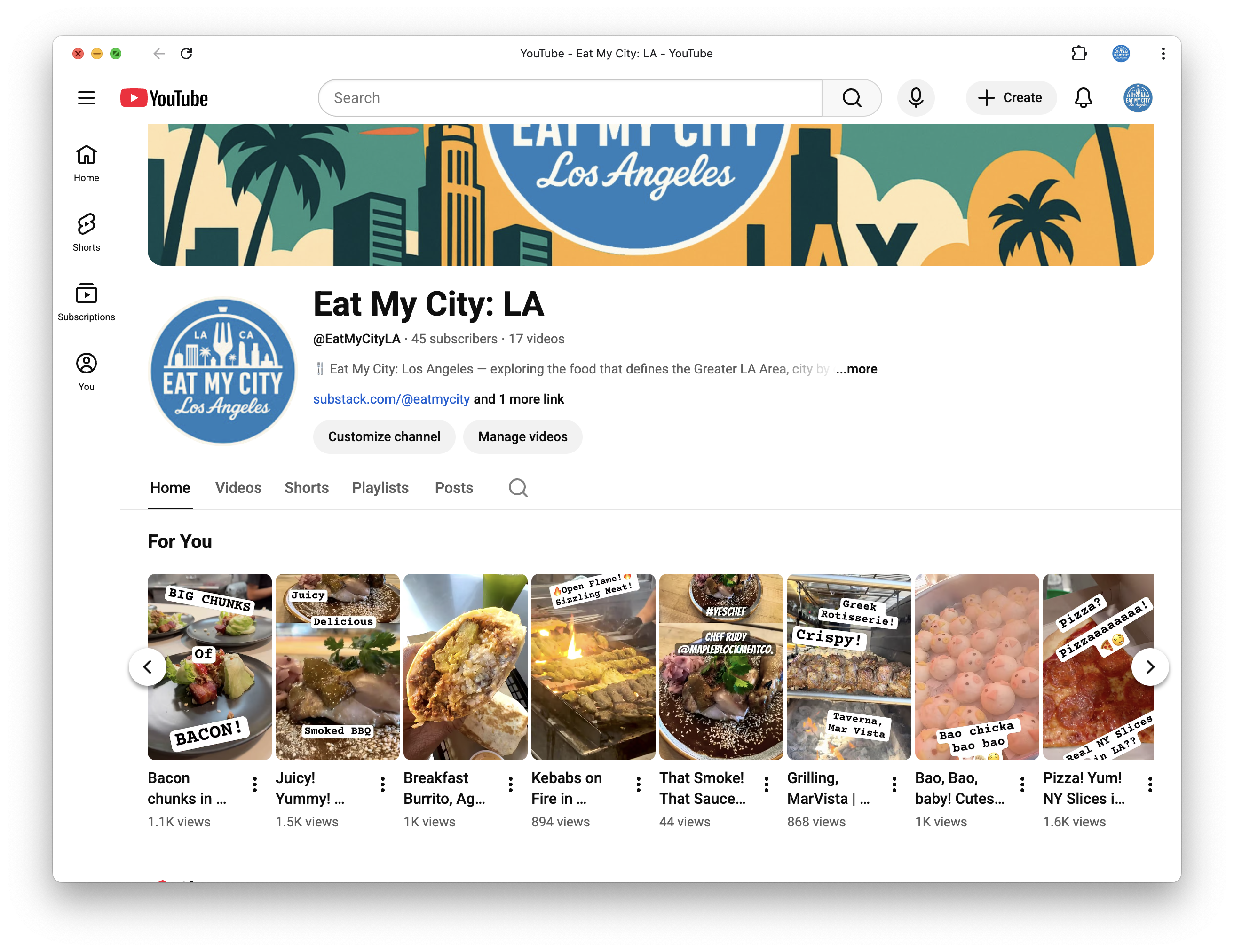 Eat My City YouTube channel